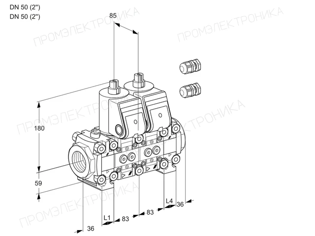 Kromschroder VCS 3E50R/50R05FNNVWR3/PPPP/PPPP — двойной электромагнитный газовый клапан — 88106067