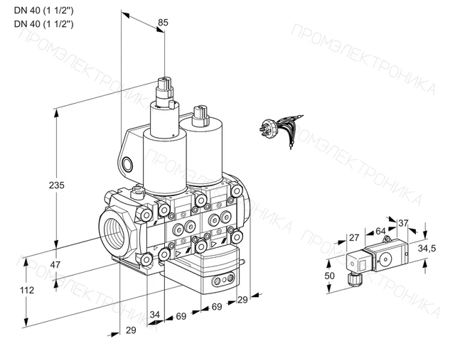 Kromschroder VCD 2E40R/40R05FLD-100WL/2-PP/PPPP — двойной электромагнитный газовый клапан — 88103729