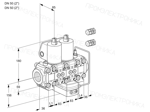 Kromschroder VCH 3E50R/50R05FNHEVWL3/PPPP/PPPP — двойной электромагнитный газовый клапан — 88107726