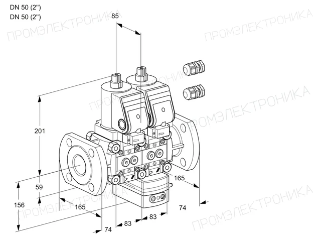 Kromschroder VCV 3E50F/50F05NVKWSR3/PPPP/PPPP — двойной электромагнитный газовый клапан — 88103211
