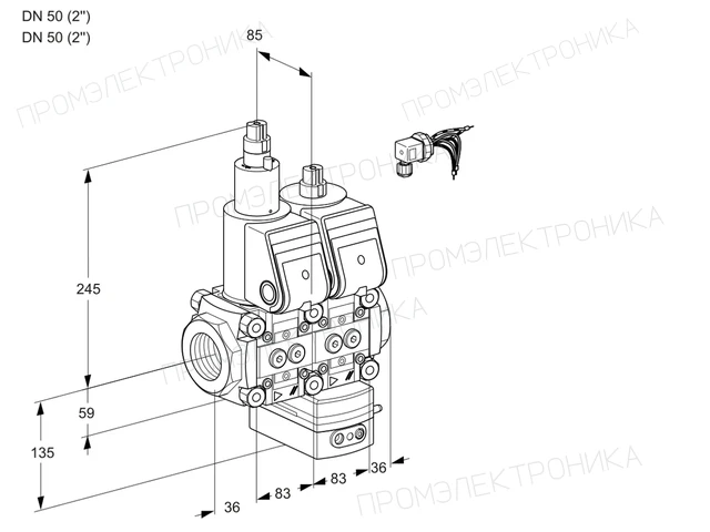 Kromschroder VCG 3E50R/50R05LGEWR/PPPP/PPPP — двойной электромагнитный газовый клапан — 88104616
