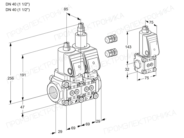 Kromschroder VCS 2E40R/40R05NLWSR3/PPPP/PPBS — двойной электромагнитный газовый клапан — 88101169