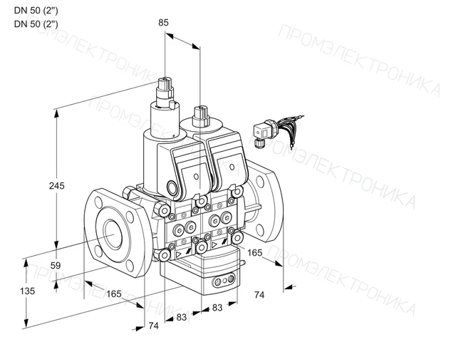 Kromschroder VCG 3E50F/50F05LGEWR/PPPP/PPPP — двойной электромагнитный газовый клапан — 88107545
