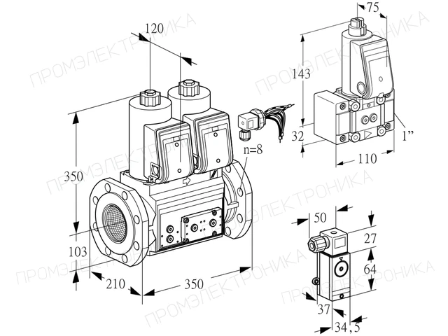 Kromschroder VCS 8100F05NNWRE/P2PP/PPZ- — двойной электромагнитный газовый клапан — 88207301