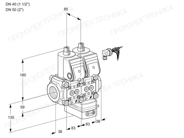 Kromschroder VCG 3E40R/50R05NGNKR/PPPP/PPPP — двойной электромагнитный газовый клапан — 88102649