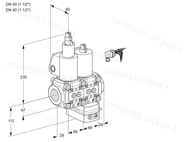 Kromschroder VCD 2E40R/40R05LD-100WL/PPPP/PPPP — двойной электромагнитный газовый клапан — 88106432