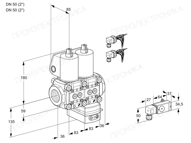 Kromschroder VCD 3E50R/50R05ND-50WL6/PPPP/3-PP — двойной электромагнитный газовый клапан — 88103482