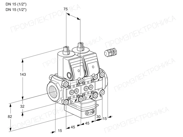 Kromschroder VCG 1E15R/15R05NGEVWR/PPPP/PPPP — двойной электромагнитный газовый клапан — 88103457