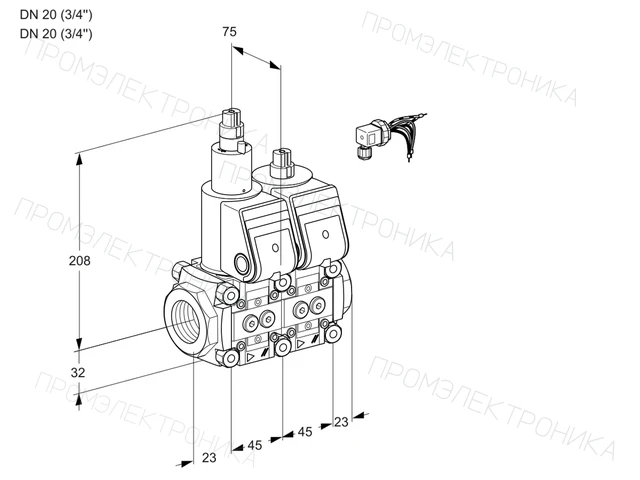 Kromschroder VCS 1E20R/20R05LNWR/PPPP/PPPP — двойной электромагнитный газовый клапан — 88100338