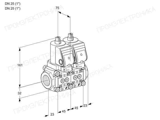 Kromschroder VCS 1T25N/25N05NNQGR/PPPP/PPPP — двойной электромагнитный газовый клапан — 88103818