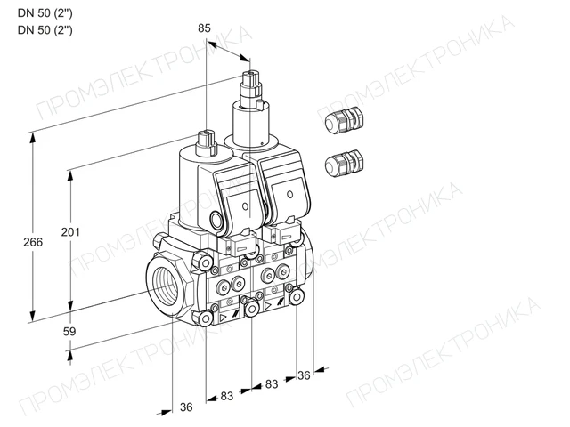 Kromschroder VCS 3E50R/50R05NLWSR3/PPPP/PPPP — двойной электромагнитный газовый клапан — 88103284