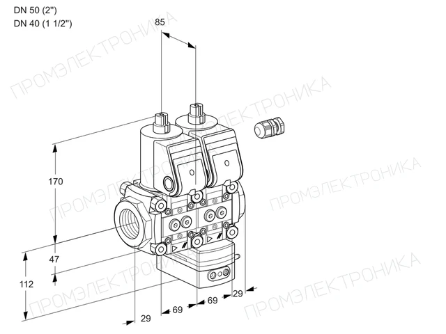 Kromschroder VCG 2E50R/40R05NGEWR/PPPP/MMMM — двойной электромагнитный газовый клапан — 88101131