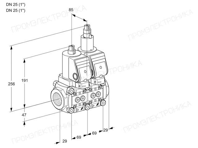 Kromschroder VCS 2T25N/25N05NLQGR/PPPP/PPPP — двойной электромагнитный газовый клапан — 88107641