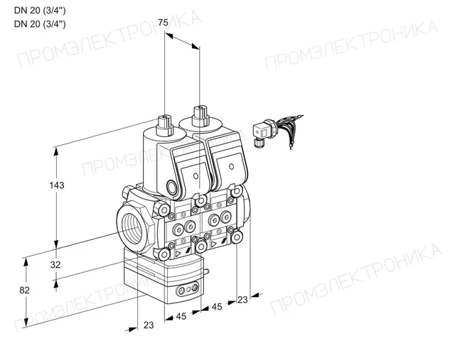 Kromschroder VCG 1E20R/20R05GENWR/PPPP/PPPP — двойной электромагнитный газовый клапан — 88104393