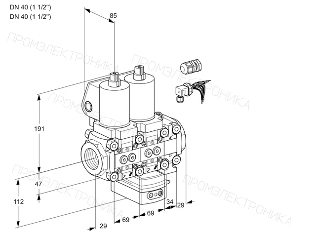 Kromschroder VCG 2E40R/40R05NGEVWSL8/PPPP/PPPP — двойной электромагнитный газовый клапан — 88104975