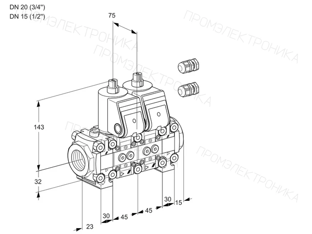 Kromschroder VCS 1E20R/15R05FNNVWR3/PPPP/PPPP — двойной электромагнитный газовый клапан — 88101753