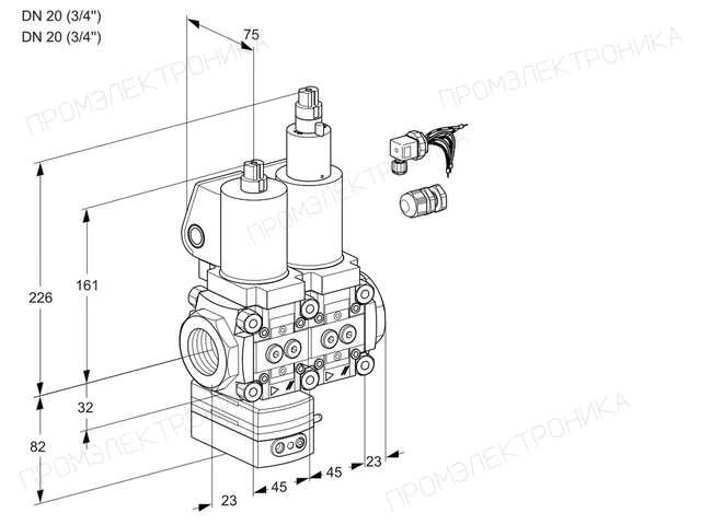Kromschroder VCD 1E20R/20R05D-100LWSL3/PPPP/PPPP — двойной электромагнитный газовый клапан — 88104039