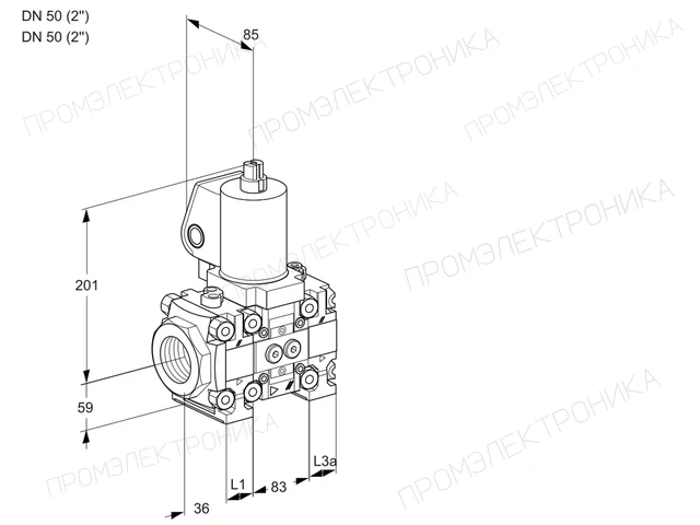 Kromschroder VAS 3T50N/50N05FNVQSL/PP/PP — электромагнитный газовый клапан — 88107289