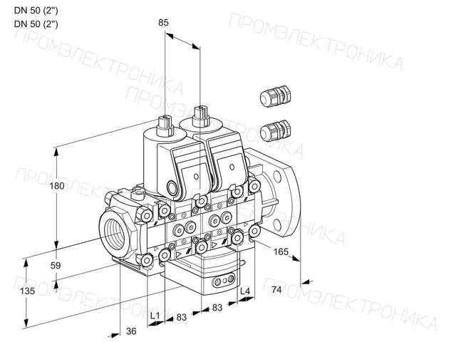 Kromschroder VCG 3E50R/50F05FNGEVWR3/PPPP/PPPP — двойной электромагнитный газовый клапан — 88106182