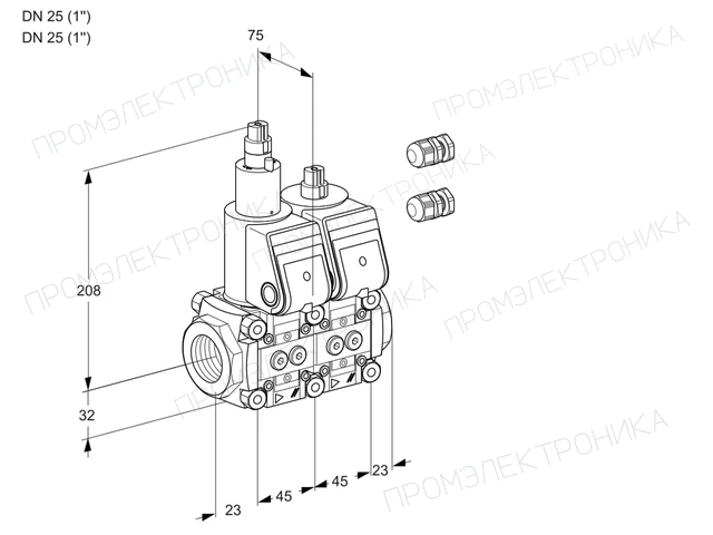 Kromschroder VCS 1E25R/25R05LNWR3/PPPP/PPPP — двойной электромагнитный газовый клапан — 88100222