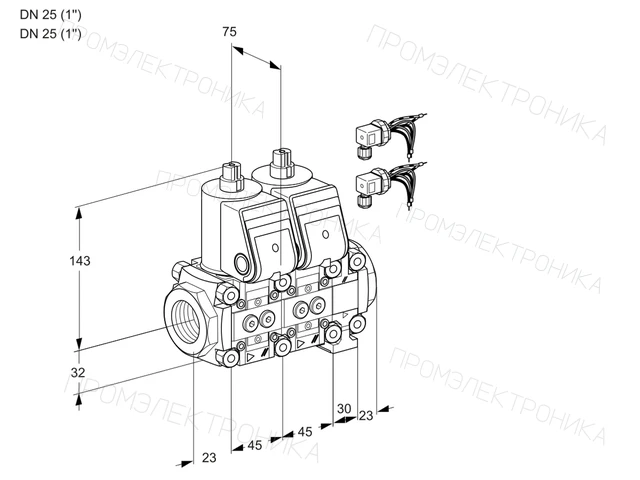 Kromschroder VCS 1E25R/25R05NNVWR6/PPPP/PPPP — двойной электромагнитный газовый клапан — 88107240