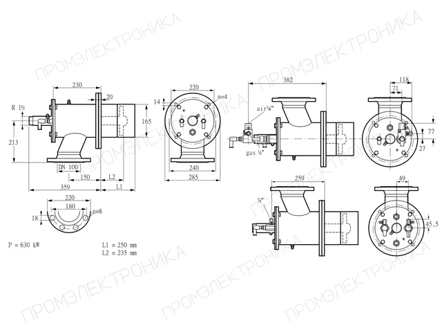 Kromschroder ZIO 165KBL-250/235-(40E)D — промышленная газовая горелка — 84199011