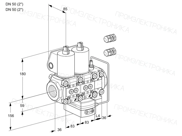 Kromschroder VCH 3E50R/50R05NHEVWL3/PPPP/PPPP — двойной электромагнитный газовый клапан — 88107558