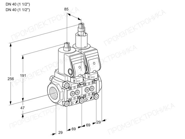 Kromschroder VCS 2T40N/40N05NLQGR/PPPP/PPPP — двойной электромагнитный газовый клапан — 88105982