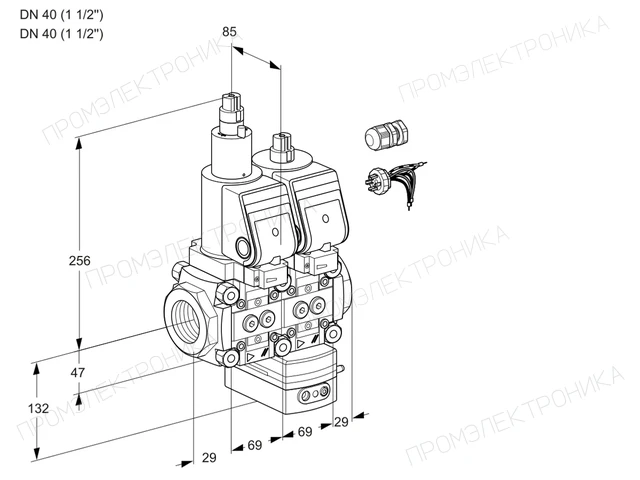 Kromschroder VCH 2E40R/40R05LHEWGR7/PPPP/PPPP — двойной электромагнитный газовый клапан — 88104535