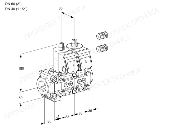 Kromschroder VCS 3E50R/40R05FNNWR3/PPPP/PPPP — двойной электромагнитный газовый клапан — 88106137