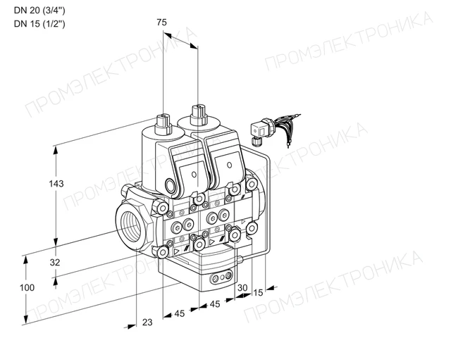 Kromschroder VCH 1E20R/15R05NHEVWR/PPPP/PPPP — двойной электромагнитный газовый клапан — 88104272