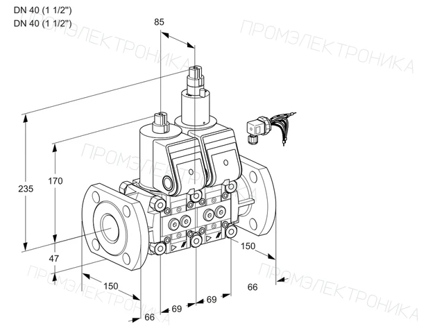 Kromschroder VCS 2E40F/40F05NLWR8/PPPP/PPPP — двойной электромагнитный газовый клапан — 88105019