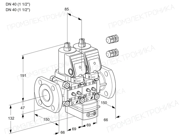Kromschroder VCV 2E40F/40F05NVKWSR3/MMMM/PPPP — двойной электромагнитный газовый клапан — 88103212