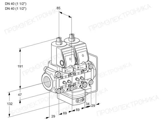 Kromschroder VCH 2T40N/40N05NHAVQGR/MMMM/PPPP — двойной электромагнитный газовый клапан — 88102766