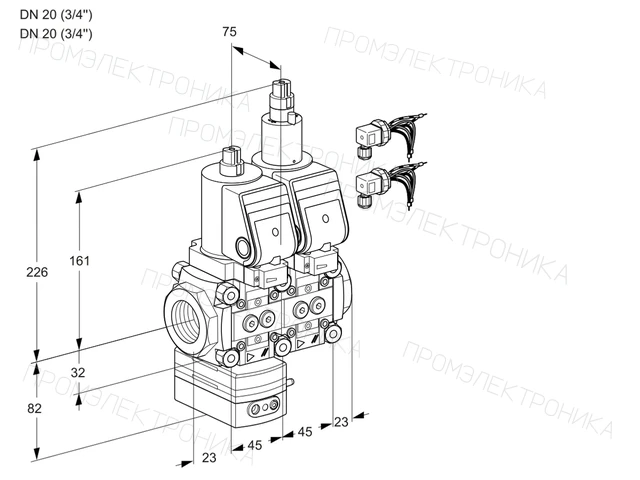 Kromschroder VCD 1E20R/20R05D-100LWSR8/PPPP/PPPP — двойной электромагнитный газовый клапан — 88106581
