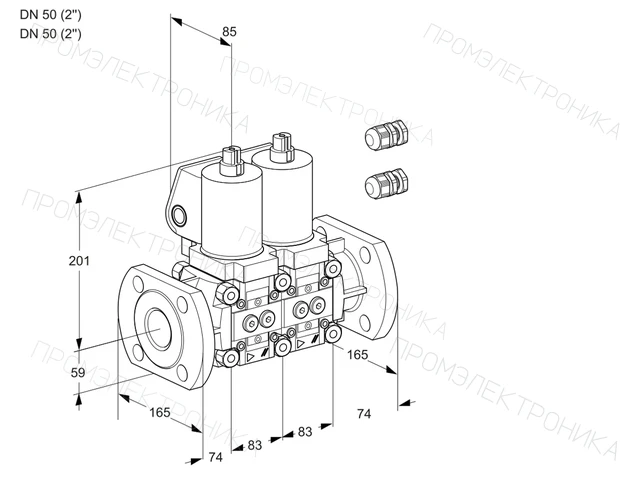 Kromschroder VCS 3E50F/50F05NNWSL3/PPPP/PPPP — двойной электромагнитный газовый клапан — 88102643