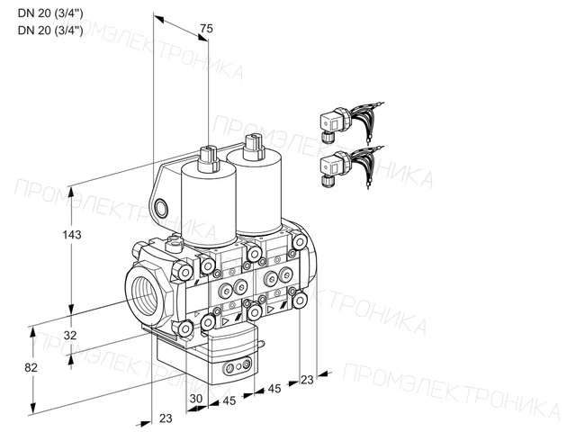 Kromschroder VCG 1E20R/20R05FGENWL6/PPPP/PPPP — двойной электромагнитный газовый клапан — 88103578