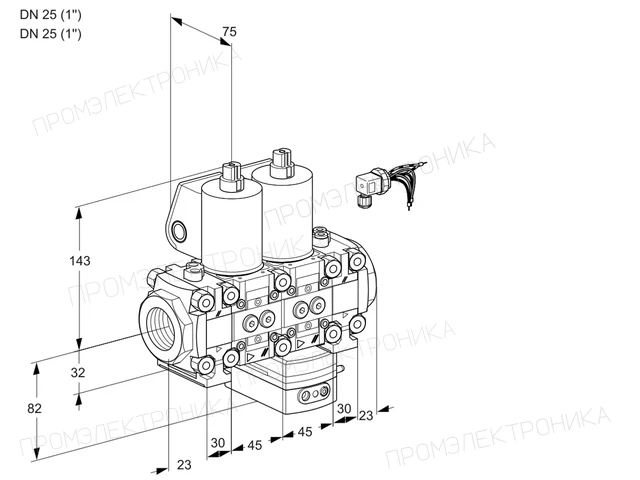 Kromschroder VCD 1E25R/25R05FND-50VWL/PPPP/MMMM — двойной электромагнитный газовый клапан — 88105870
