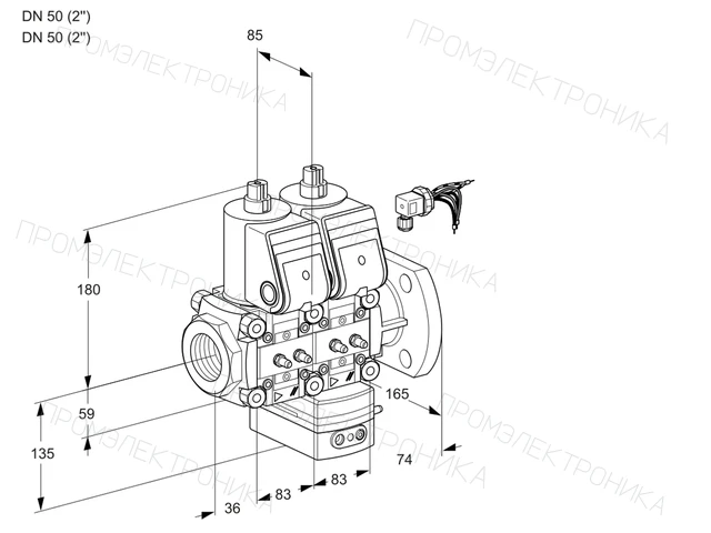 Kromschroder VCG 3E50R/50F05NGEWR/MMMM/PPPP — двойной электромагнитный газовый клапан — 88106312
