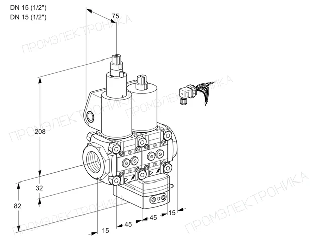 Kromschroder VCG 1E15R/15R05LGEWL/PPPP/PPPP — двойной электромагнитный газовый клапан — 88105147