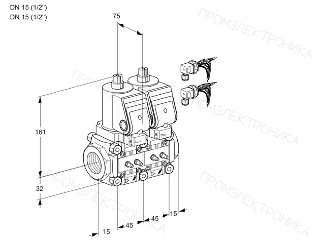 Kromschroder VCS 1E15R/15R05NNWGR8/MMMM/PPPP — двойной электромагнитный газовый клапан — 88107707