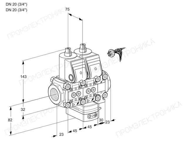 Kromschroder VCG 1E20R/20R05NGKVWR/PPPP/PPPP — двойной электромагнитный газовый клапан — 88107268