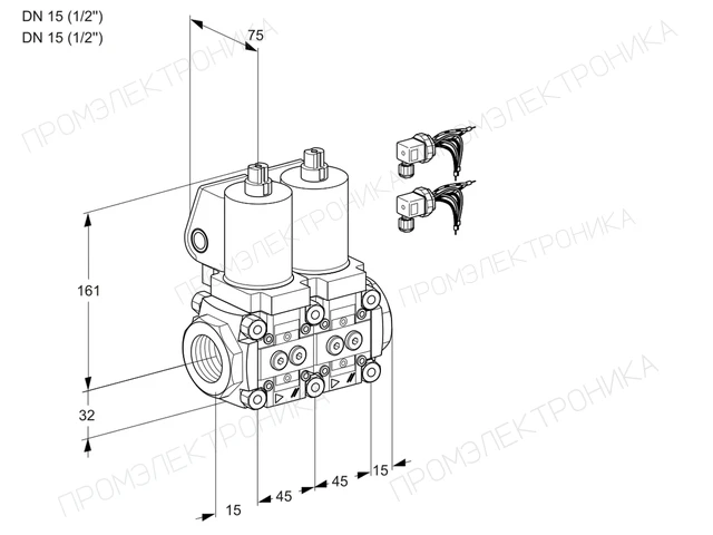 Kromschroder VCS 1E15R/15R05NNWSL8/PPPP/PPPP — двойной электромагнитный газовый клапан — 88101085