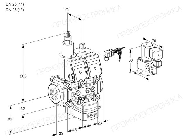 Kromschroder VCG 1E25R/25R05LGEWR/PPPP/PPBY — двойной электромагнитный газовый клапан — 88105067