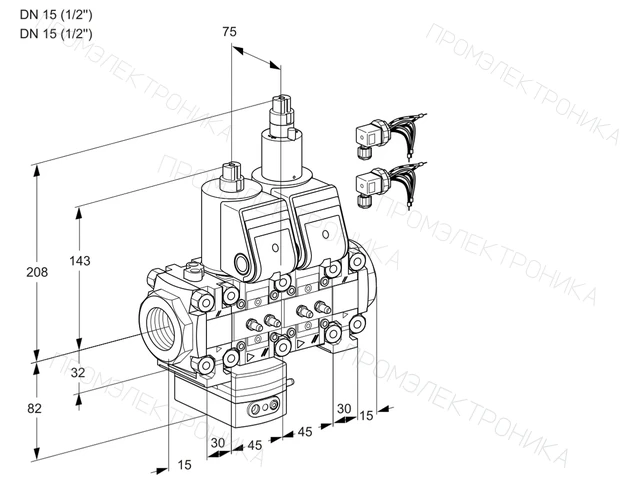Kromschroder VCG 1E15R/15R05FGELVWR6/MMMM/PPPP — двойной электромагнитный газовый клапан — 88103541