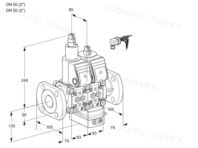 Kromschroder VCG 3E50F/50F05LGEWR3/PPPP/PPPP — двойной электромагнитный газовый клапан — 88106667