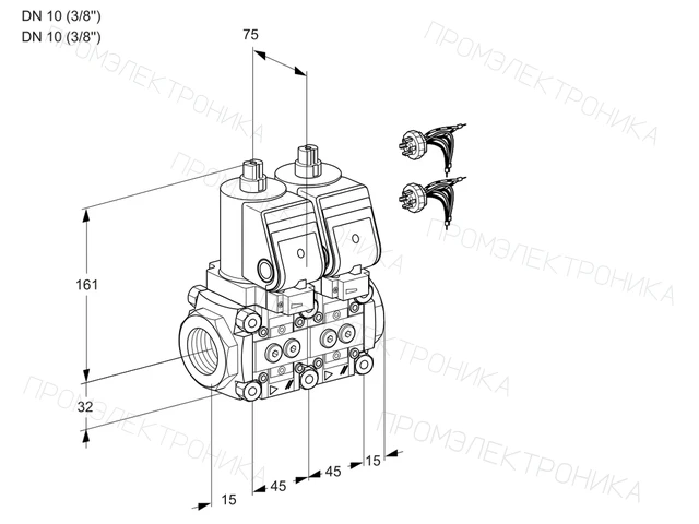 Kromschroder VCS 1E10R/10R05NNWGR7/PPPP/PPPP — двойной электромагнитный газовый клапан — 88107004