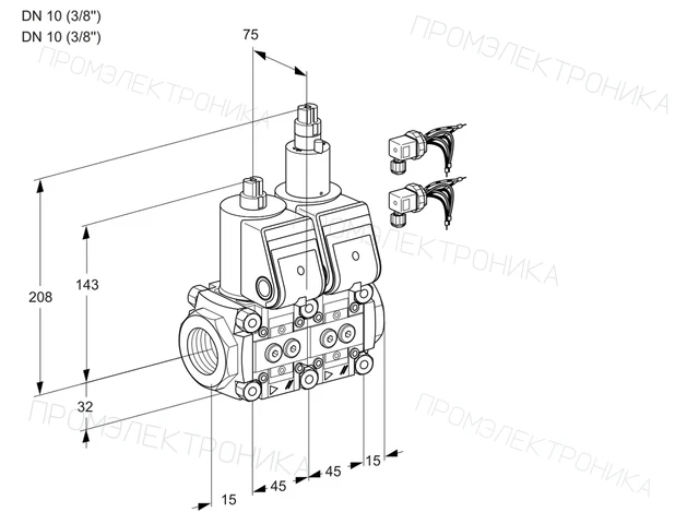 Kromschroder VCS 1E10R/10R05NLKR6/PPPP/PPPP — двойной электромагнитный газовый клапан — 88100607