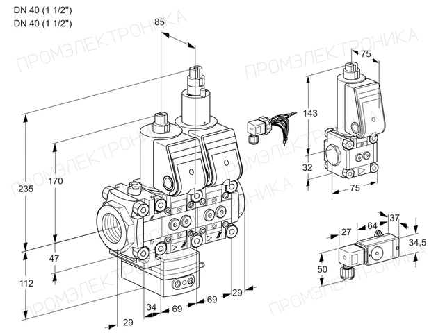 Kromschroder VCD 2E40R/40R05FD-50LWR/1-PP/PPBS — двойной электромагнитный газовый клапан — 88103336