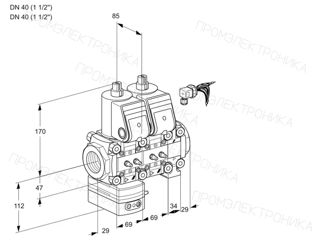 Kromschroder VCG 2E40R/40R05GNNVWR/MMMM/PPPP — двойной электромагнитный газовый клапан — 88105704